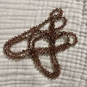 Rose Gold/Copper Colored Sparkly Beaded 60 Inch Necklace